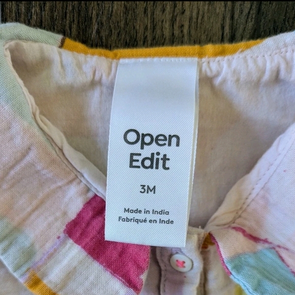 Open Edit Bubble Romper Baby Girl 3 Months Retro Artsy Gauze Cotton Geometric - Picture 3 of 5